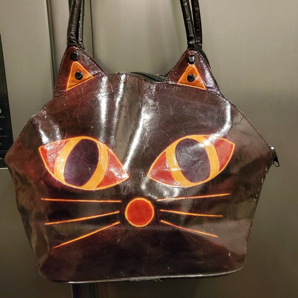 DEEP BURGUNDY CAT PURSE (Compartment size =14"x10")